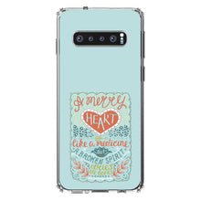 DistinctInk® Clear Shockproof Hybrid Case for Apple iPhone / Samsung Galaxy / Google Pixel - Proverbs 17:22 - A Merry Heart Does Good