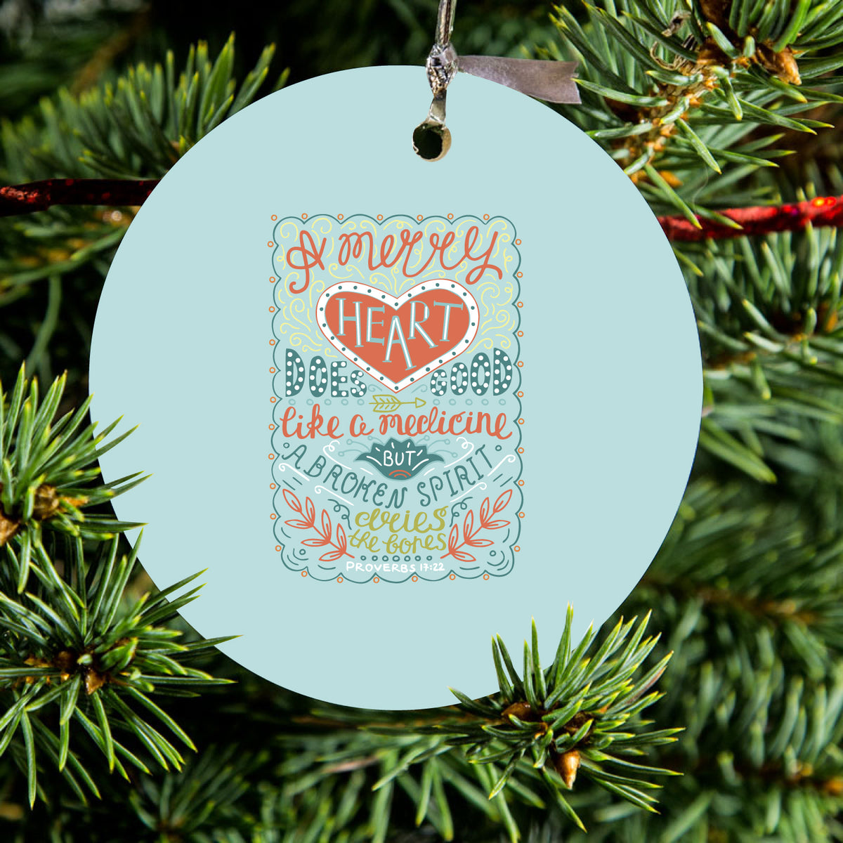 A Merry Heart Does Good Ceramic Ornament, view 2