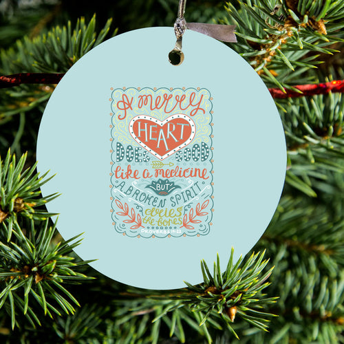 A Merry Heart Does Good Ceramic Ornament, view 2
