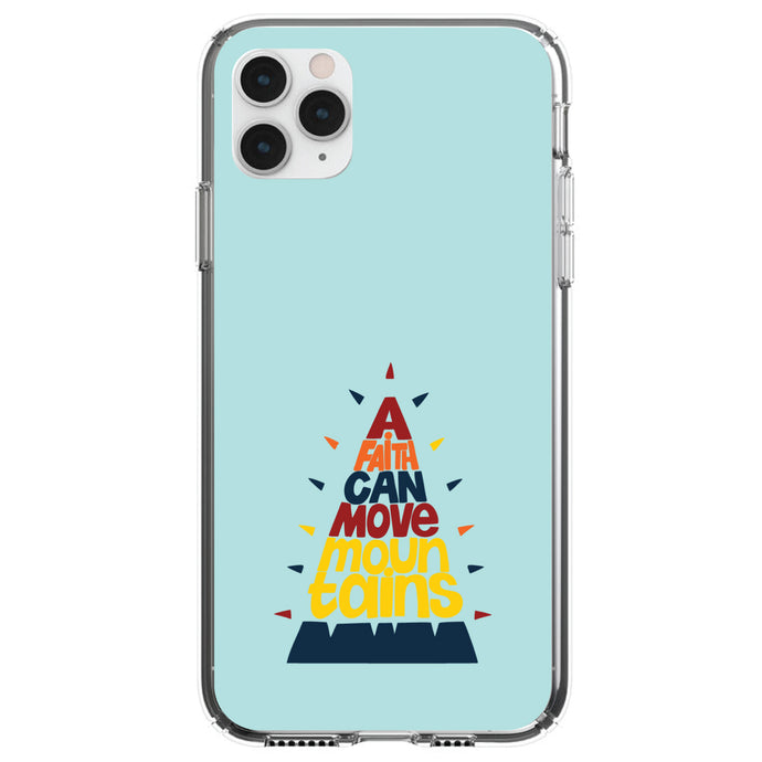 DistinctInk® Clear Shockproof Hybrid Case for Apple iPhone / Samsung Galaxy / Google Pixel - A Faith Can Moves Mountains