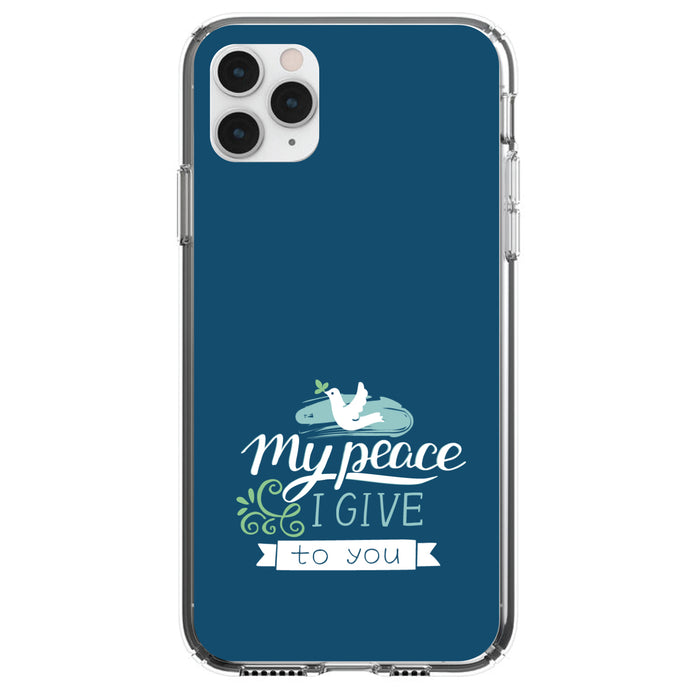 DistinctInk® Clear Shockproof Hybrid Case for Apple iPhone / Samsung Galaxy / Google Pixel - My Peace I Give To You - Dove