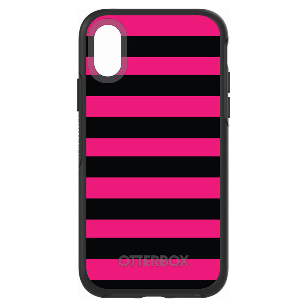 Black & Pink Bold Stripes OtterBox Symmetry Case for iPhone & Galaxy, view 4