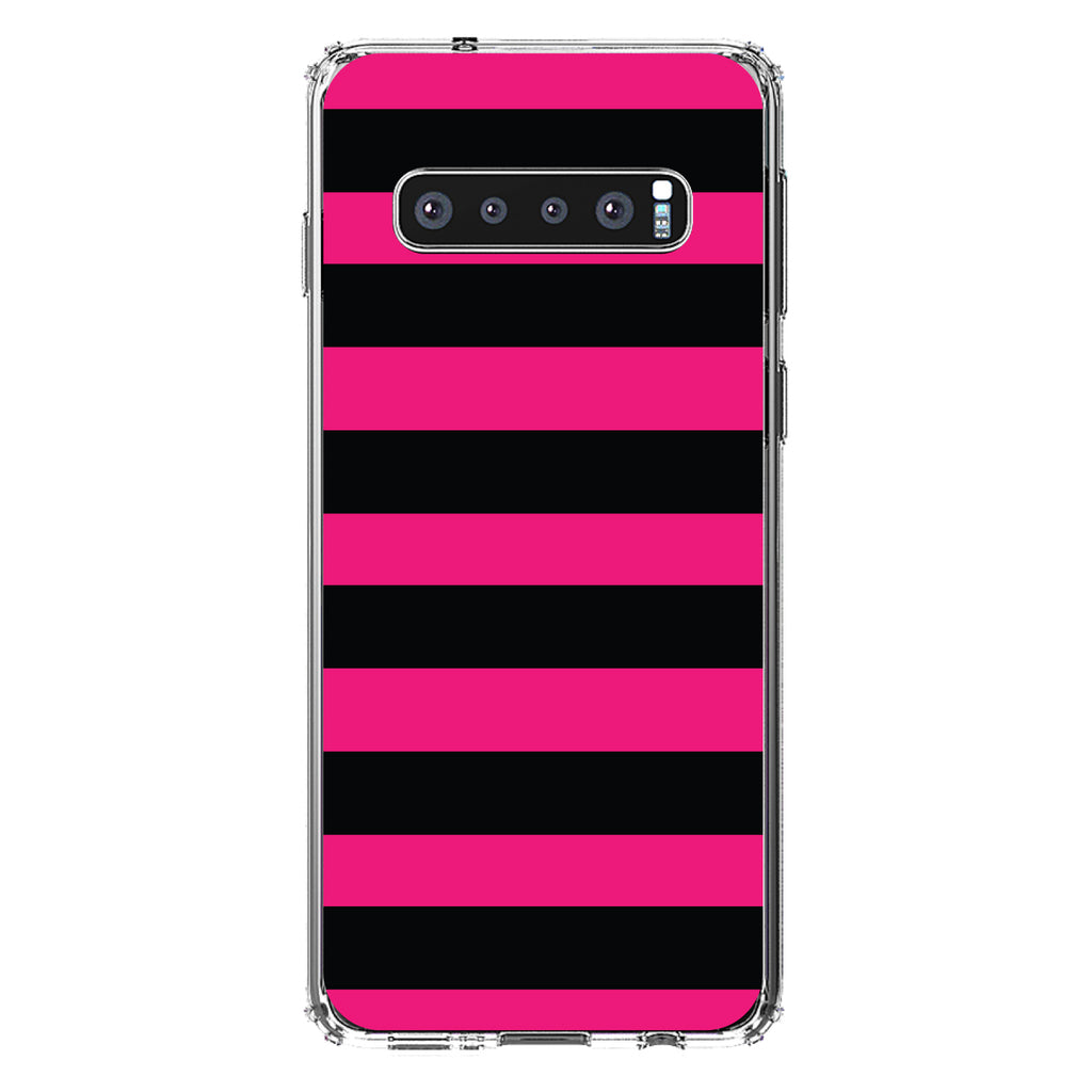 Black & Pink Bold Horizontal Stripes Clear Shockproof iPhone Case, view 16