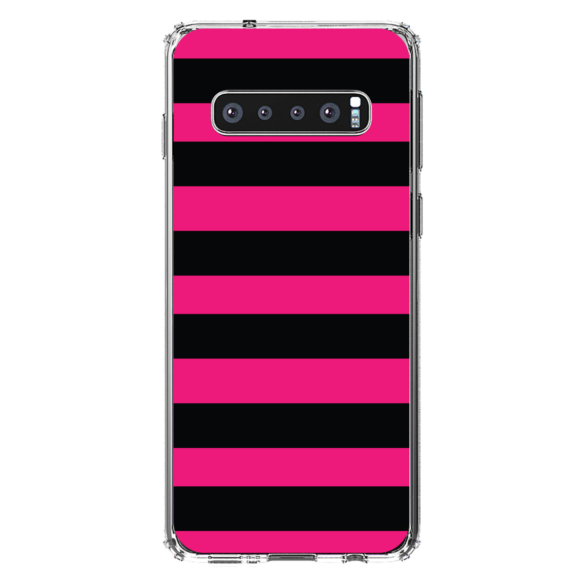 Black & Pink Bold Horizontal Stripes Clear Shockproof iPhone Case, view 16