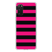 DistinctInk® Clear Shockproof Hybrid Case for Apple iPhone / Samsung Galaxy / Google Pixel - Black & Pink Bold Horizontal Stripes