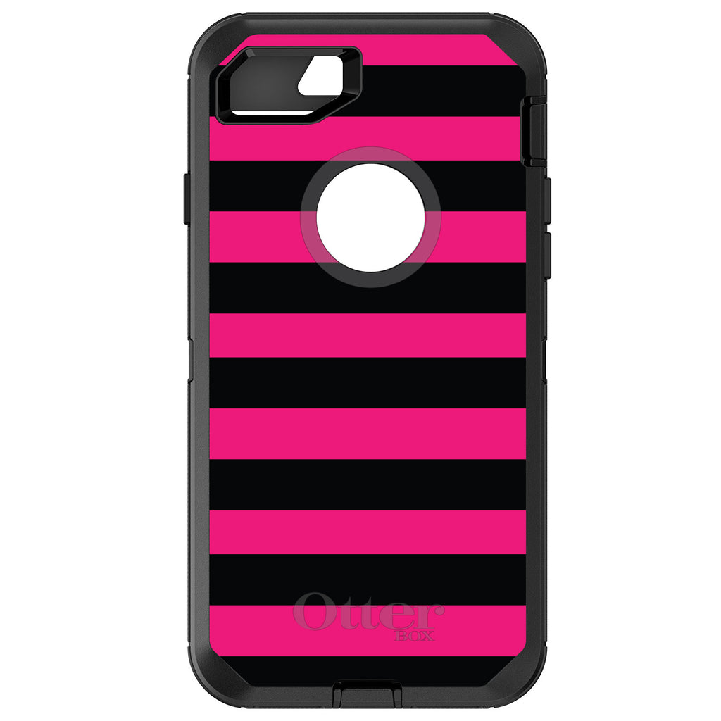 Black & Pink Bold Stripes OtterBox Defender Case for iPhone & Galaxy