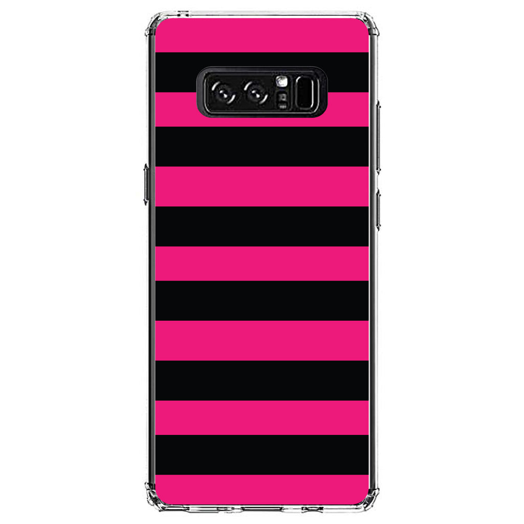 Black & Pink Bold Horizontal Stripes Clear Shockproof iPhone Case, view 12