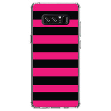 DistinctInk® Clear Shockproof Hybrid Case for Apple iPhone / Samsung Galaxy / Google Pixel - Black & Pink Bold Horizontal Stripes