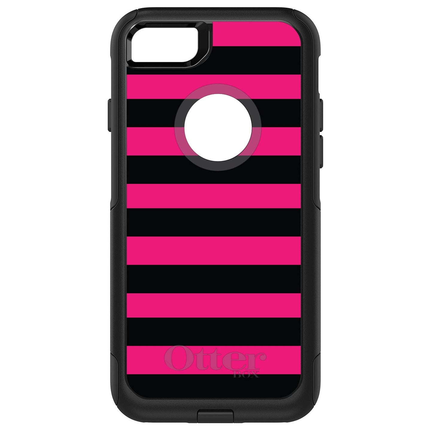 DistinctInk™ OtterBox Commuter Series Case for Apple iPhone or Samsung Galaxy - Black & Pink Bold Stripes