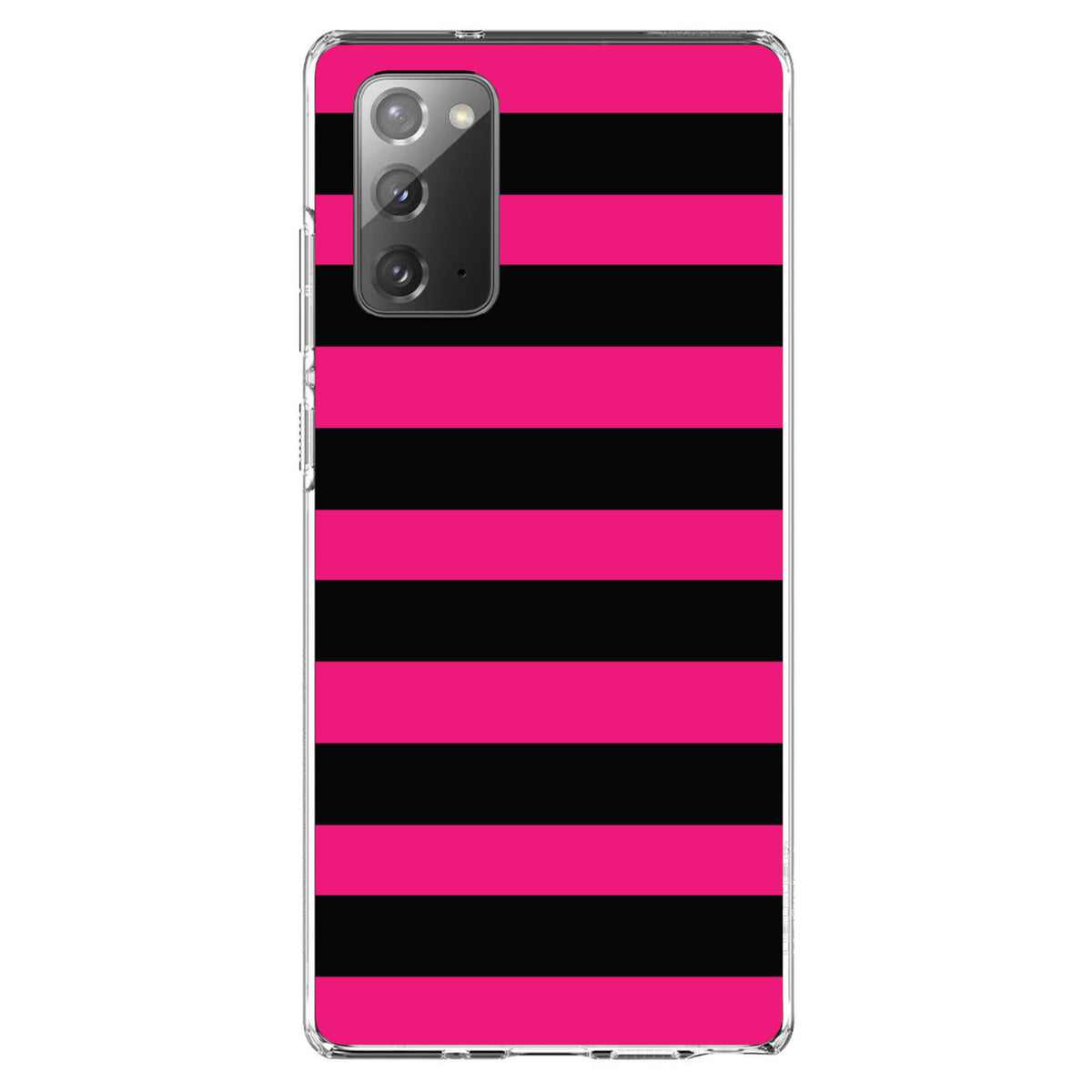 Black & Pink Bold Horizontal Stripes Clear Shockproof iPhone Case, view 8