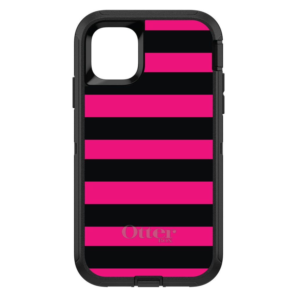 Black & Pink Bold Stripes OtterBox Defender Case for iPhone & Galaxy, view 2