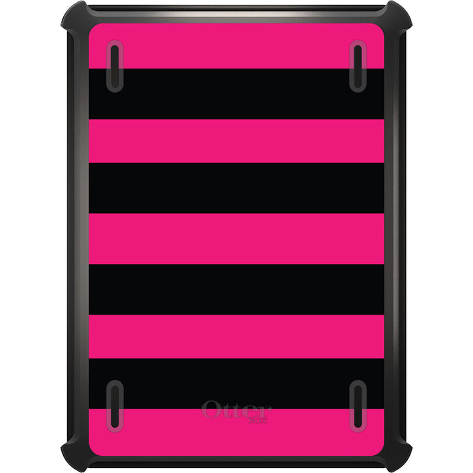 DistinctInk™ OtterBox Defender Series Case for Apple iPad / iPad Pro / iPad Air / iPad Mini - Black & Pink Bold Stripes