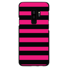 DistinctInk® Hard Plastic Snap-On Case for Apple iPhone or Samsung Galaxy - Black & Pink Bold Stripes