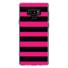 DistinctInk® Clear Shockproof Hybrid Case for Apple iPhone / Samsung Galaxy / Google Pixel - Black & Pink Bold Horizontal Stripes