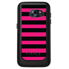 DistinctInk OtterBox Commuter Series Case for Apple iPhone or Samsung Galaxy - Black & Pink Bold Stripes