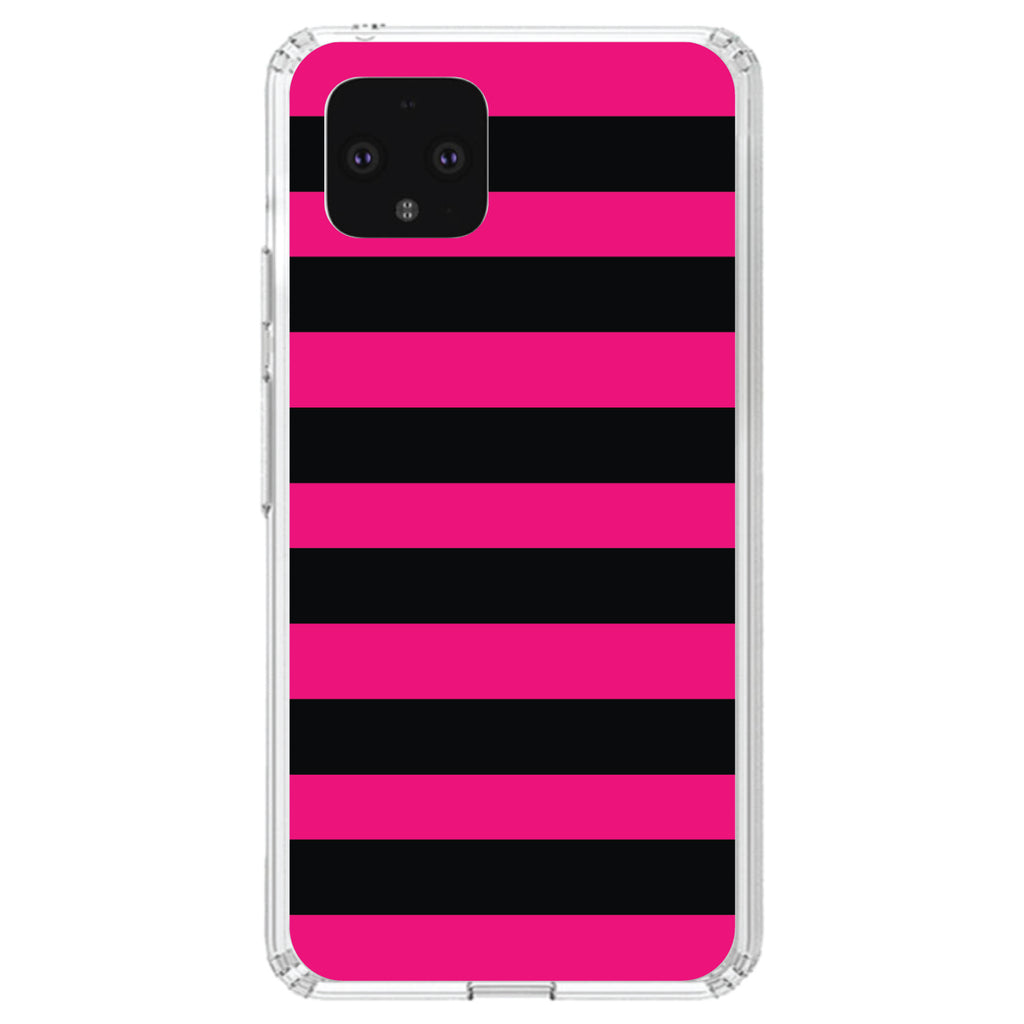 Black & Pink Bold Horizontal Stripes Clear Shockproof iPhone Case, view 23