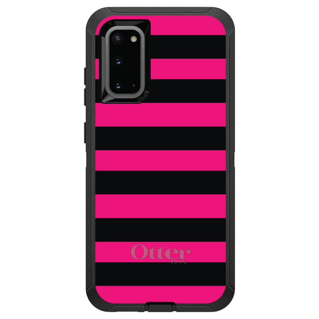 Black & Pink Bold Stripes OtterBox Defender Case for iPhone & Galaxy, view 8