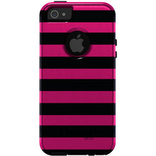 DistinctInk OtterBox Commuter Series Case for Apple iPhone or Samsung Galaxy - Black & Pink Bold Stripes