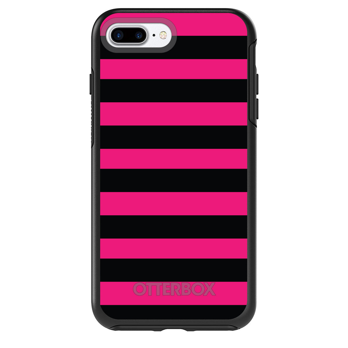 Black & Pink Bold Stripes OtterBox Symmetry Case for iPhone & Galaxy, view 2