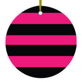 Black & Pink Bold Horizontal Stripes Ceramic Ornament