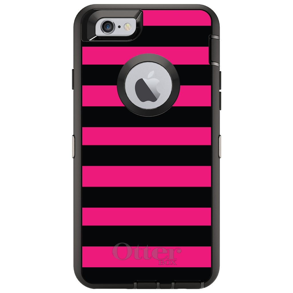 Black & Pink Bold Stripes OtterBox Defender Case for iPhone & Galaxy, view 4