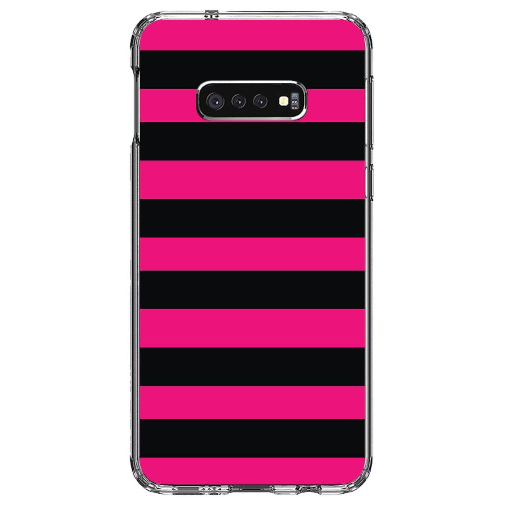 Black & Pink Bold Horizontal Stripes Clear Shockproof iPhone Case, view 18