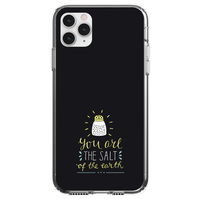 DistinctInk® Clear Shockproof Hybrid Case for Apple iPhone / Samsung Galaxy / Google Pixel - You Are the Salt of the Earth - Black Yellow