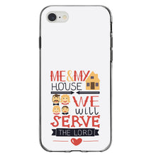 DistinctInk® Clear Shockproof Hybrid Case for Apple iPhone / Samsung Galaxy / Google Pixel - Me & My House We Will Serve the Lord
