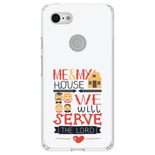 DistinctInk® Clear Shockproof Hybrid Case for Apple iPhone / Samsung Galaxy / Google Pixel - Me & My House We Will Serve the Lord