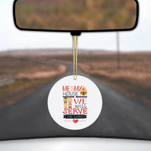 DistinctInk® Hanging Ceramic Christmas Tree Ornament with Gold String - Great Gift / Present - 2 3/4 inch Diameter - Me & My House We Will Serve the Lord