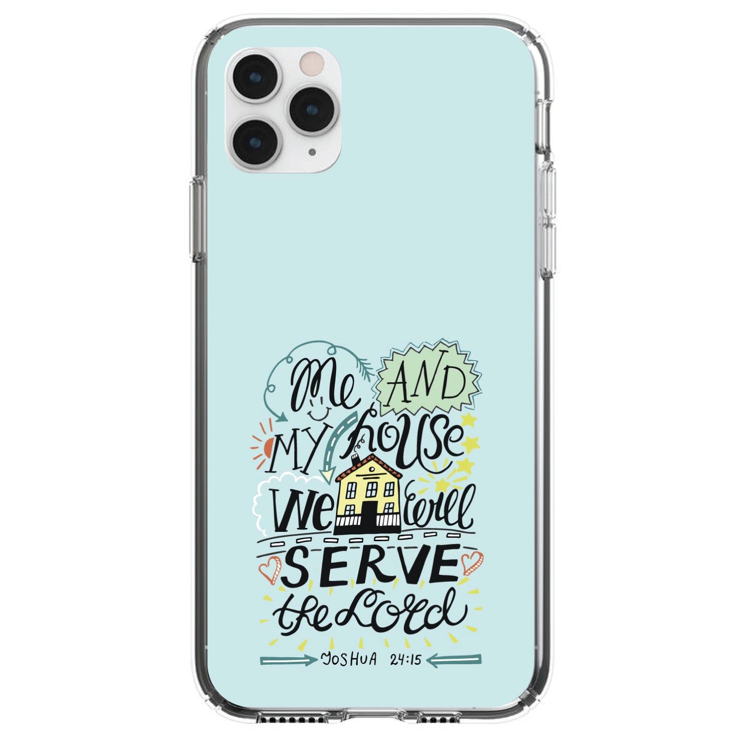 DistinctInk® Clear Shockproof Hybrid Case for Apple iPhone / Samsung Galaxy / Google Pixel - Joshua 24:15 - We Will Serve the Lord