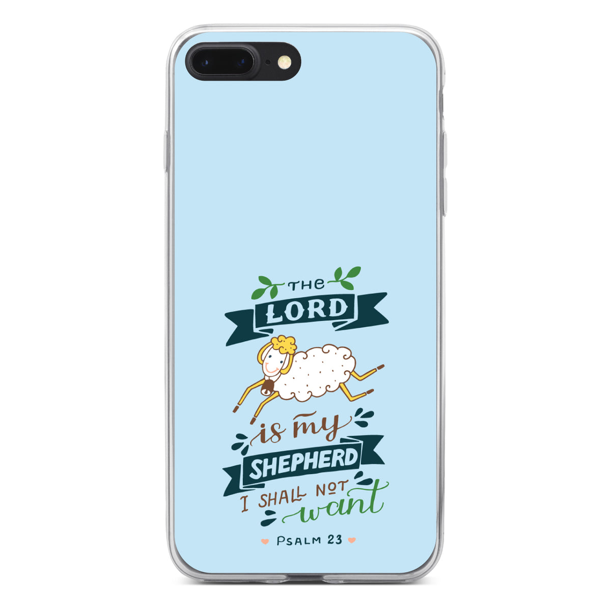 The Lord is My Shepher I Shall Not Want Clear Shockproof iPhone Case, view 6