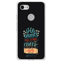 DistinctInk® Clear Shockproof Hybrid Case for Apple iPhone / Samsung Galaxy / Google Pixel - Psalm 147:4 - He Counts the Stars Calls Them By Name