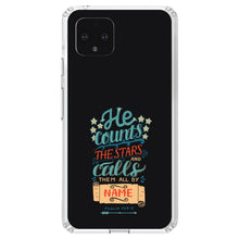 DistinctInk® Clear Shockproof Hybrid Case for Apple iPhone / Samsung Galaxy / Google Pixel - Psalm 147:4 - He Counts the Stars Calls Them By Name