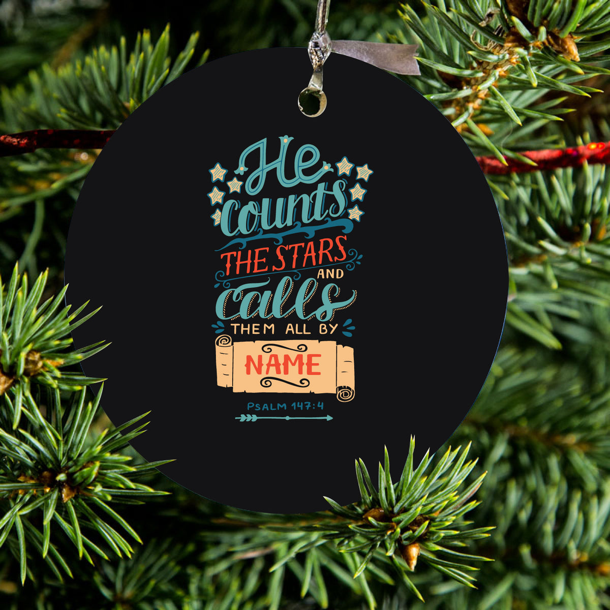 He Counts the Stars Calls Them By Name Ceramic Ornament, view 2
