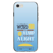 DistinctInk® Clear Shockproof Hybrid Case for Apple iPhone / Samsung Galaxy / Google Pixel - Psalm 119:105 - World is a Lamp, A Light on My Path