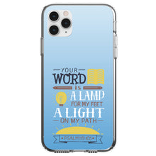 DistinctInk® Clear Shockproof Hybrid Case for Apple iPhone / Samsung Galaxy / Google Pixel - Psalm 119:105 - World is a Lamp, A Light on My Path