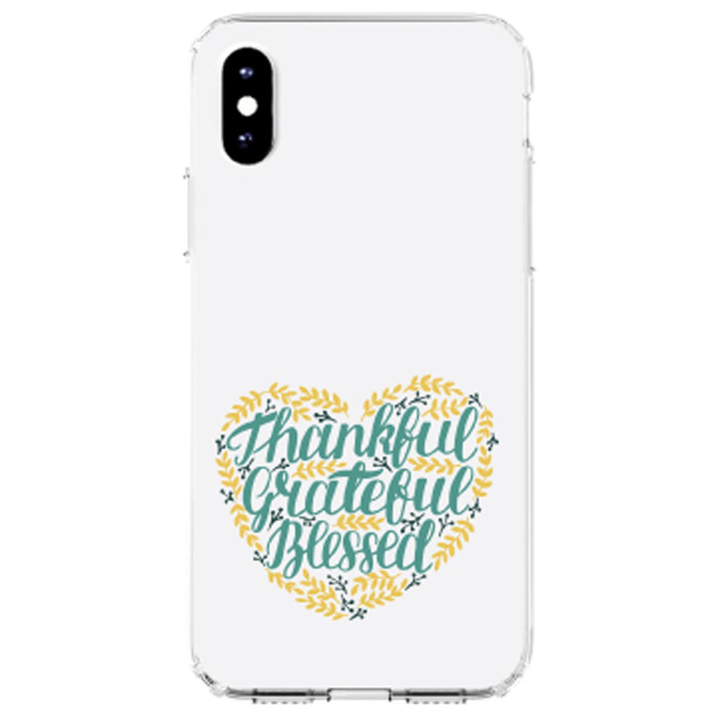 Thankful / Grateful / Blessed, Heart Flowers Clear Shockproof iPhone Case, view 2