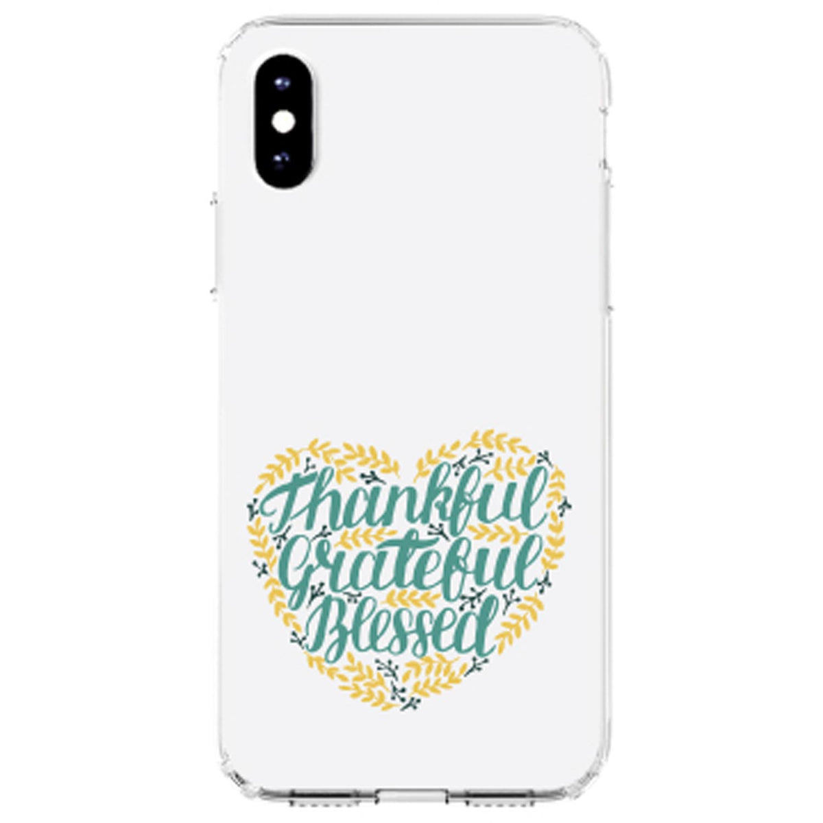Thankful / Grateful / Blessed, Heart Flowers Clear Shockproof iPhone Case, view 2