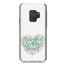 DistinctInk® Clear Shockproof Hybrid Case for Apple iPhone / Samsung Galaxy / Google Pixel - Thankful / Grateful / Blessed - Heart Flowers
