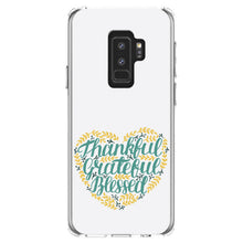 DistinctInk® Clear Shockproof Hybrid Case for Apple iPhone / Samsung Galaxy / Google Pixel - Thankful / Grateful / Blessed - Heart Flowers