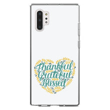 DistinctInk® Clear Shockproof Hybrid Case for Apple iPhone / Samsung Galaxy / Google Pixel - Thankful / Grateful / Blessed - Heart Flowers