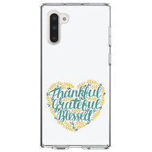 DistinctInk® Clear Shockproof Hybrid Case for Apple iPhone / Samsung Galaxy / Google Pixel - Thankful / Grateful / Blessed - Heart Flowers