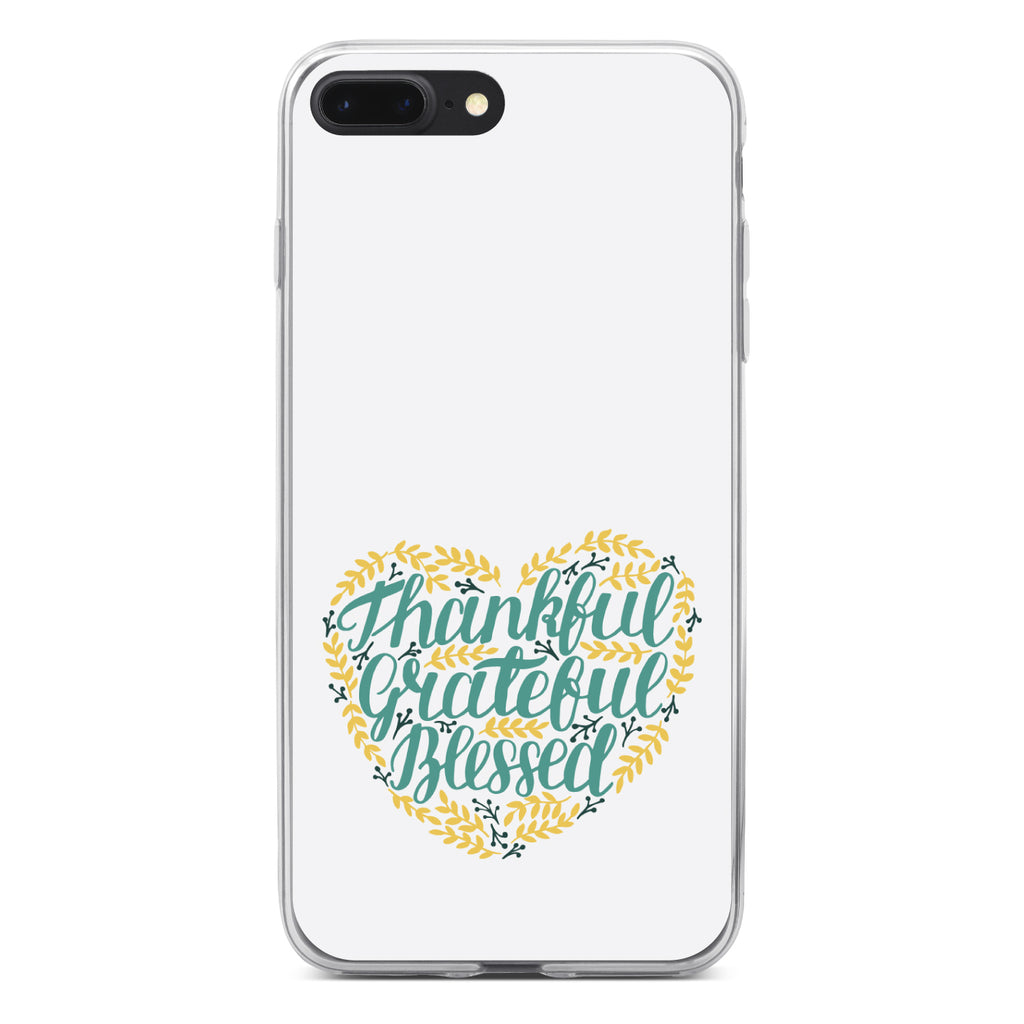 Thankful / Grateful / Blessed, Heart Flowers Clear Shockproof iPhone Case, view 6