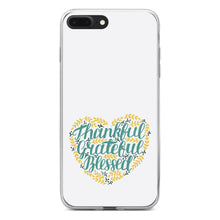 DistinctInk® Clear Shockproof Hybrid Case for Apple iPhone / Samsung Galaxy / Google Pixel - Thankful / Grateful / Blessed - Heart Flowers