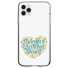 DistinctInk® Clear Shockproof Hybrid Case for Apple iPhone / Samsung Galaxy / Google Pixel - Thankful / Grateful / Blessed - Heart Flowers