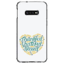 DistinctInk® Clear Shockproof Hybrid Case for Apple iPhone / Samsung Galaxy / Google Pixel - Thankful / Grateful / Blessed - Heart Flowers