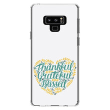 DistinctInk® Clear Shockproof Hybrid Case for Apple iPhone / Samsung Galaxy / Google Pixel - Thankful / Grateful / Blessed - Heart Flowers