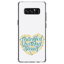 DistinctInk® Clear Shockproof Hybrid Case for Apple iPhone / Samsung Galaxy / Google Pixel - Thankful / Grateful / Blessed - Heart Flowers