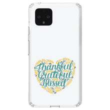 DistinctInk® Clear Shockproof Hybrid Case for Apple iPhone / Samsung Galaxy / Google Pixel - Thankful / Grateful / Blessed - Heart Flowers